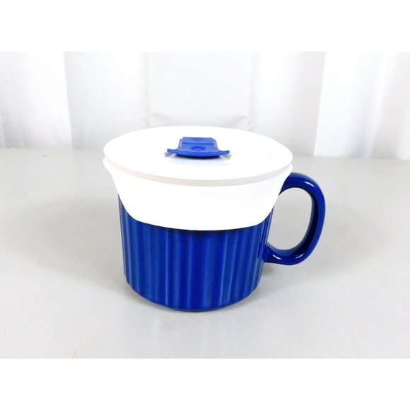 Corning Ware Colours Stoneware Soup Bowl Mugs Blueberry Vented Lid 20 oz - Picture 1 of 14